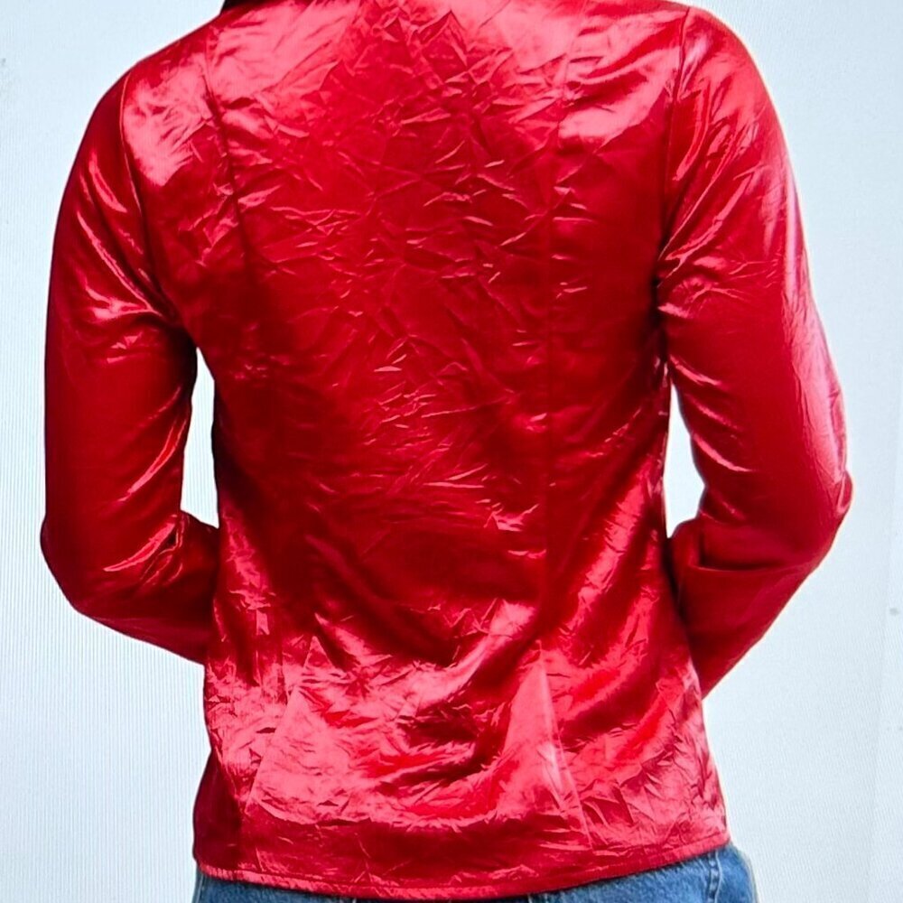 Free People Star Eyes Crinkle Top Size M in Retro Red - Picture 3 of 7